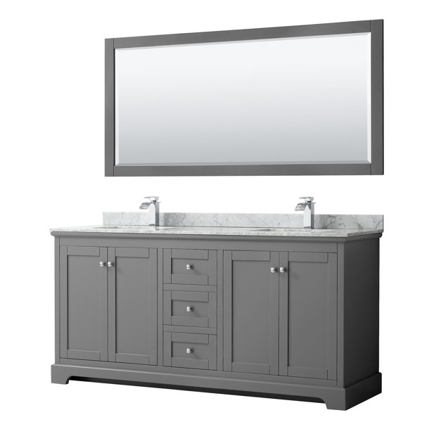 Wyndham Collection Avery 72" Double Bathroom Vanity Set with Mirror